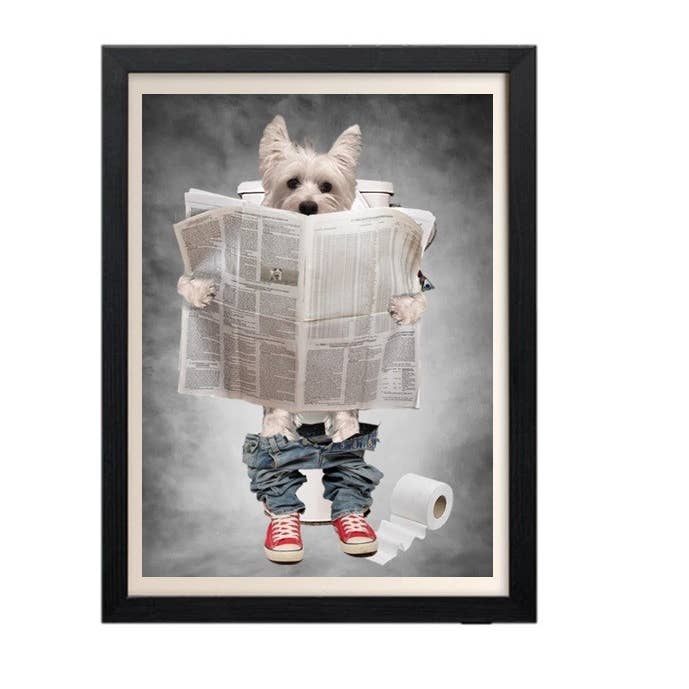 Westie On Toilet Print - Bathroom Wall Art - Funny Dog Print for wholesale by Parksmoonprints