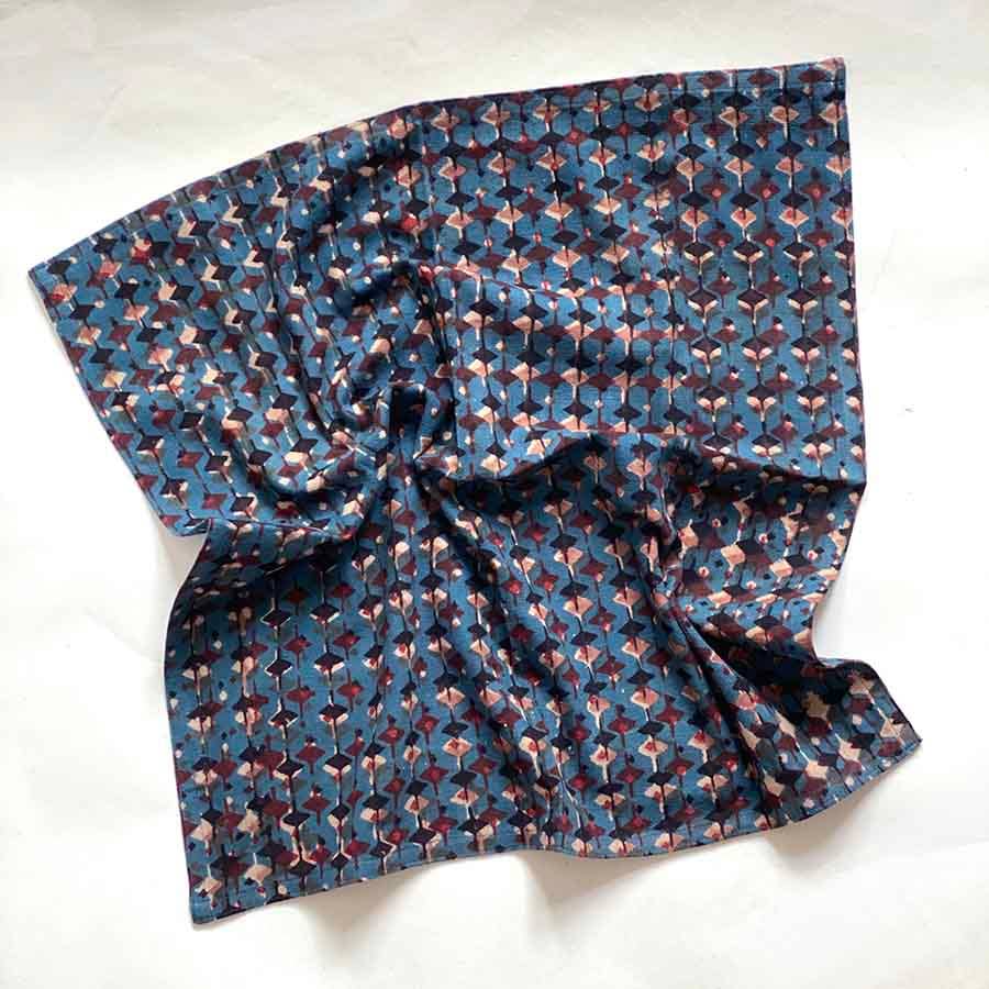 Ichcha - Wholesale Dinner & Cloth Napkin - Blue Block Print Napkins Set of 4 - Organic Cotton | Tara4