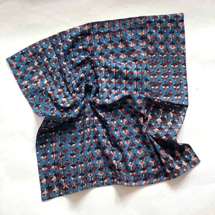 Ichcha - Wholesale Dinner & Cloth Napkin - Blue Block Print Napkins Set of 4 - Organic Cotton | Tara4