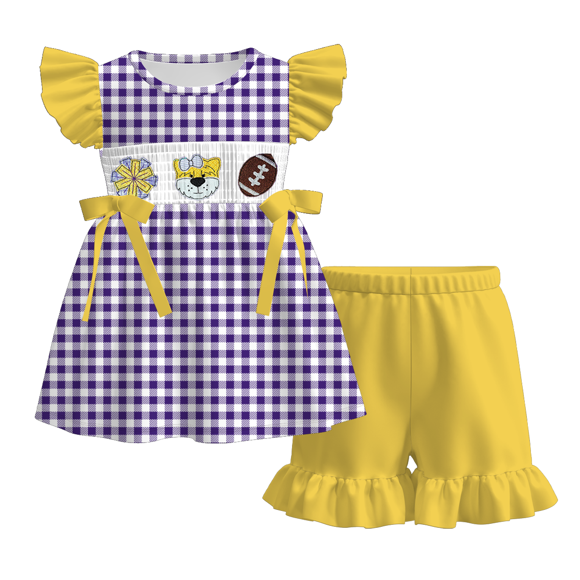 Auraquise - Wholesale Clothing Set - Baby - Louisiana Football Embroidered Matching Sibling Outfits2