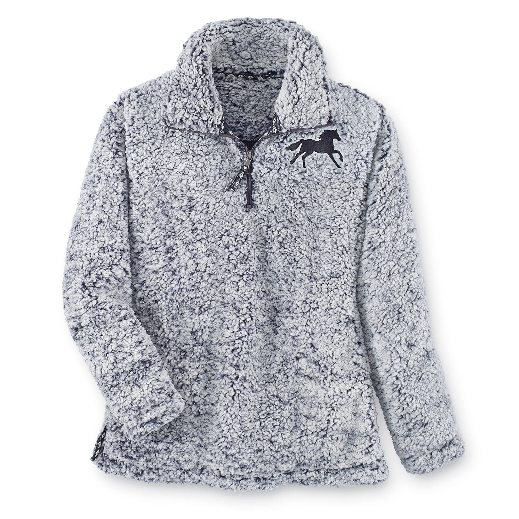 Gray Embroidered Galloping Horse Pullover for wholesale on Faire0