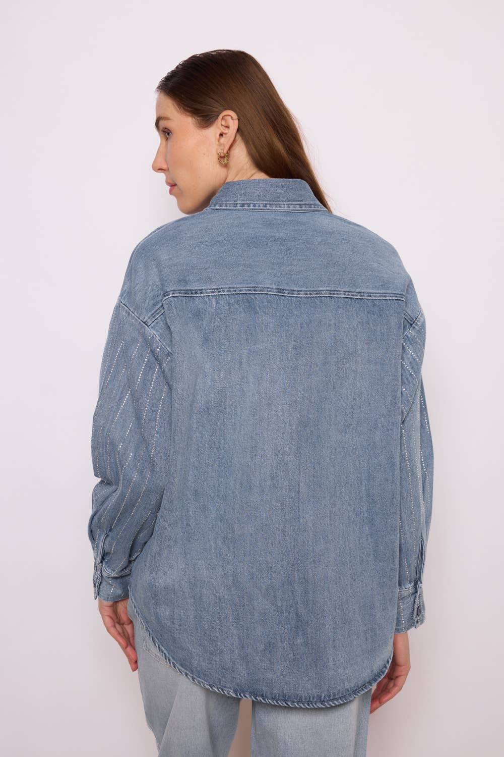 MYSTERY JANE - Venta al por mayor Cazadora vaquera - Mujer - Chaqueta de mezclilla clara con cristales Mj20056