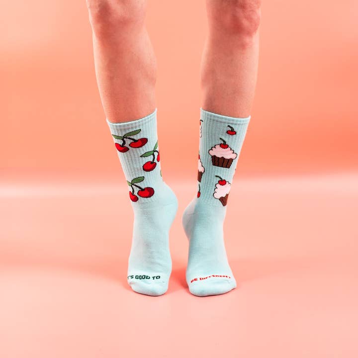 Friday Sock Co. - Wholesale Socks – Women's - Women's Cherry & Cupcake Athletic Socks1
