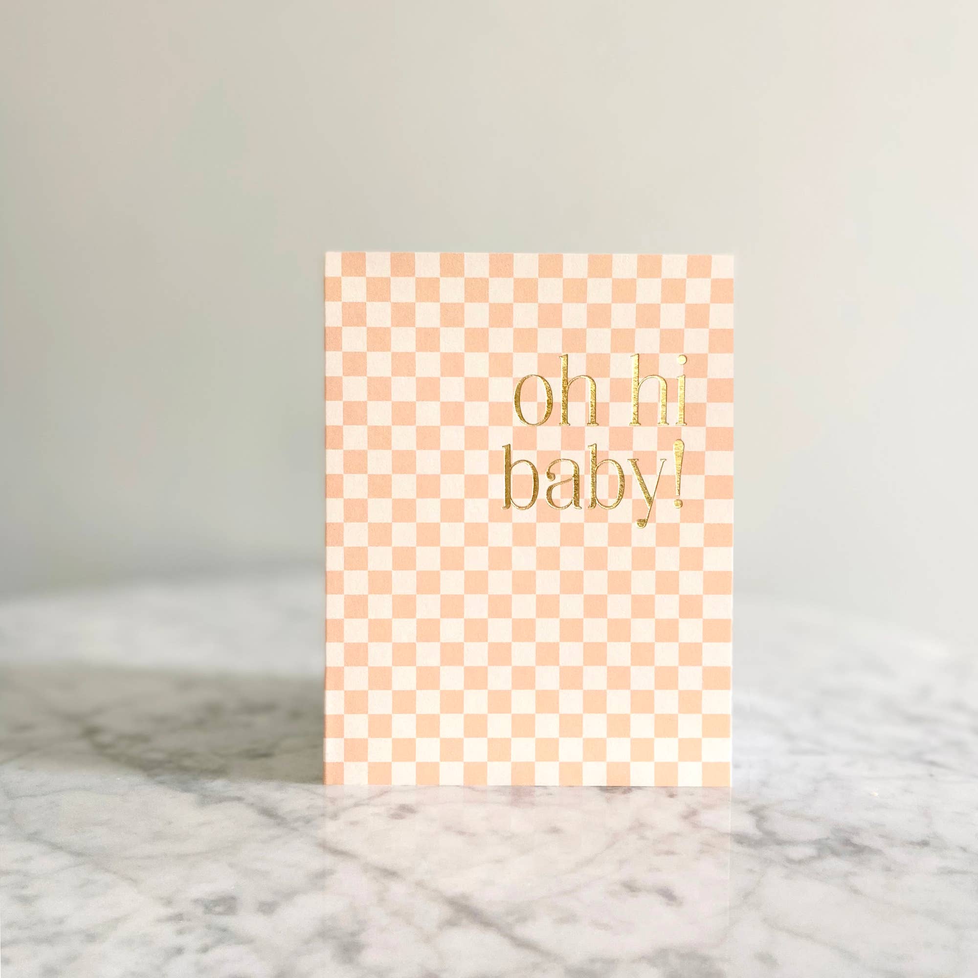 Missive - Wholesale Baby Card - Mini Check Oh Hi Baby Foil Greeting Card1