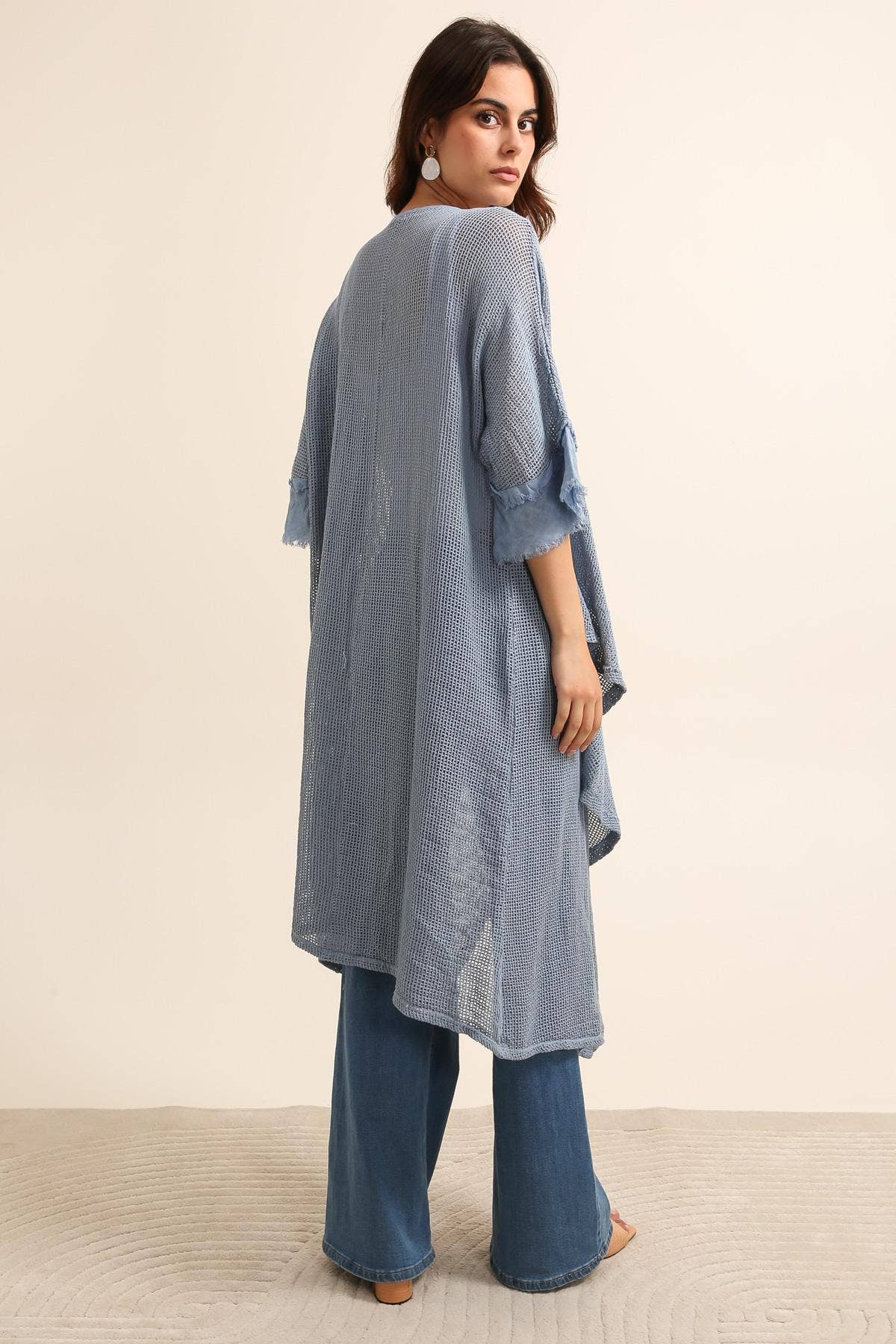 LÉA & LUC - Wholesale Vest - Dames - Opengewerkt vest van 100% katoen met 100% linnen mouwen REF. 6086528