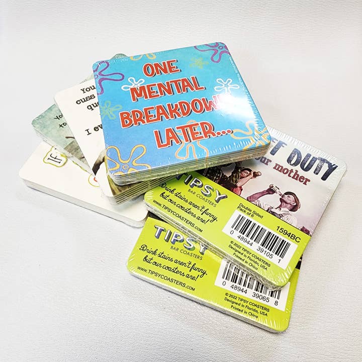 Tipsy Stickers – wholesale Disposable coasters – Paper Coaster 6pk Shhh... No one cares