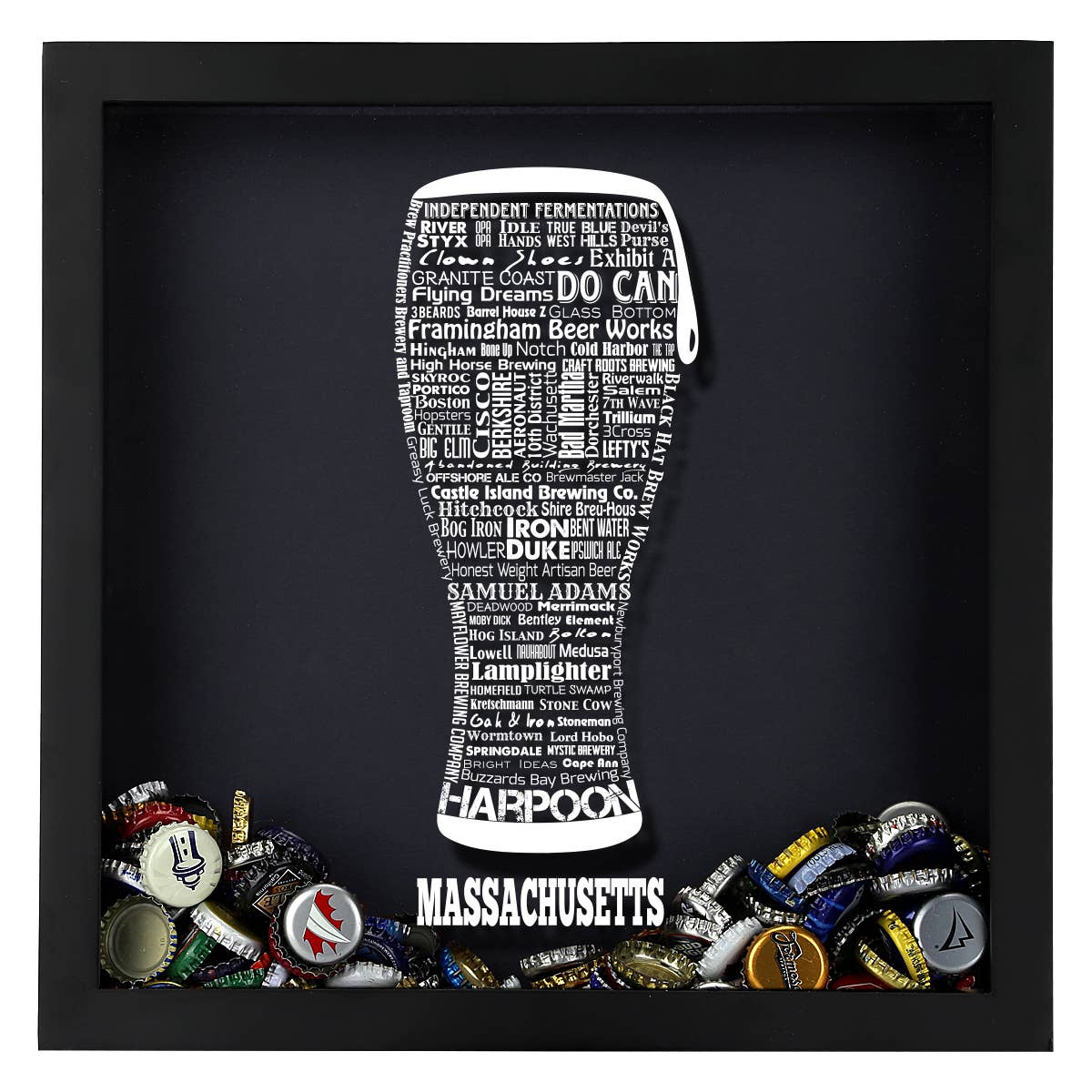 Torched Products - Vendita all'ingrosso Decorazione da parete 3D - State Beer Cap Shadow Box, nero, tipografia della birra artigianale19