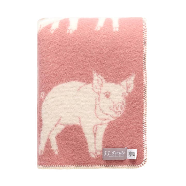 Piglet Pink Wool Blanket for wholesale by JJ Textile