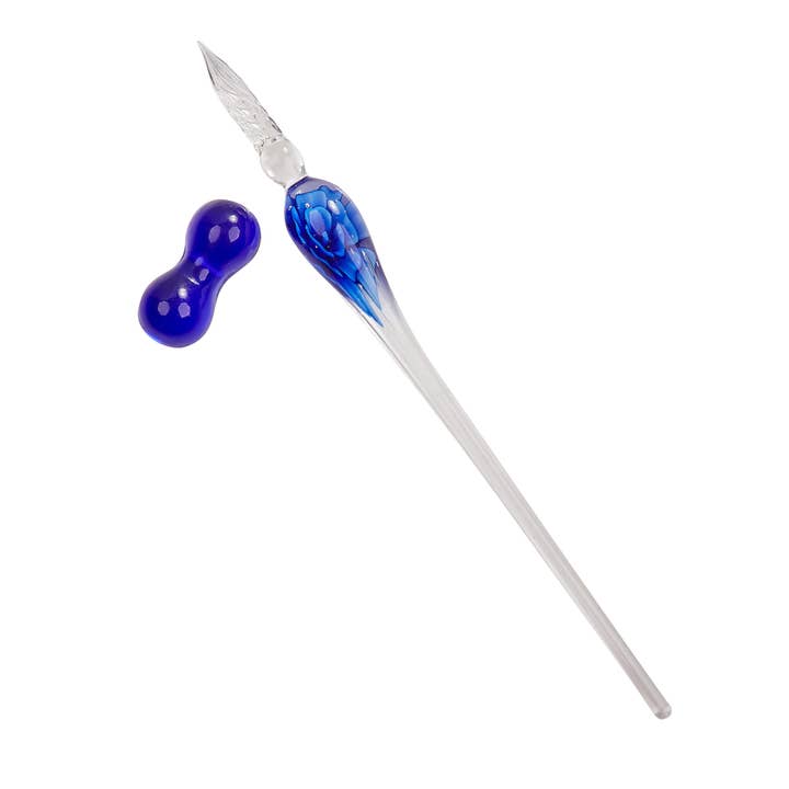 Freund Mayer & Co. - Wholesale Pen - Glass Flower Calligraphy Dip Pen & Ink Set with Pen Rest