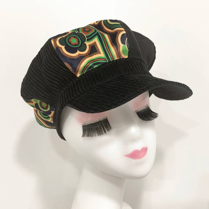 Black Newsboy Cap, Retro Cap, Baker boy Hat. for wholesale by Stan and Gwyn