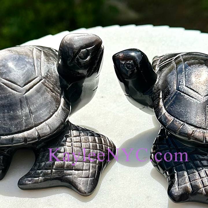 Natural Silver Sheen Obsidian Turtles Healing Energy for wholesale by KayleeNYC