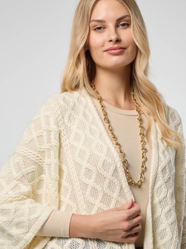 SAACHI - Vendita all'ingrosso Kimono - Donna - Ruana con frange a cavo1