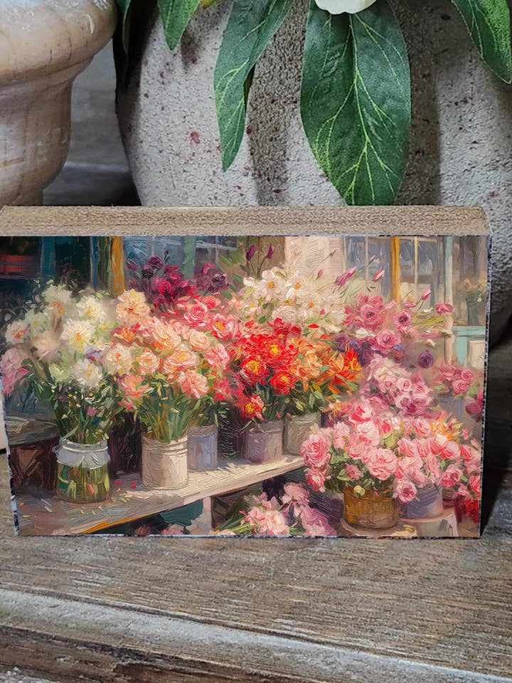 3.5x5" Printed Block Flower Shop for wholesale by Redeemed Decor