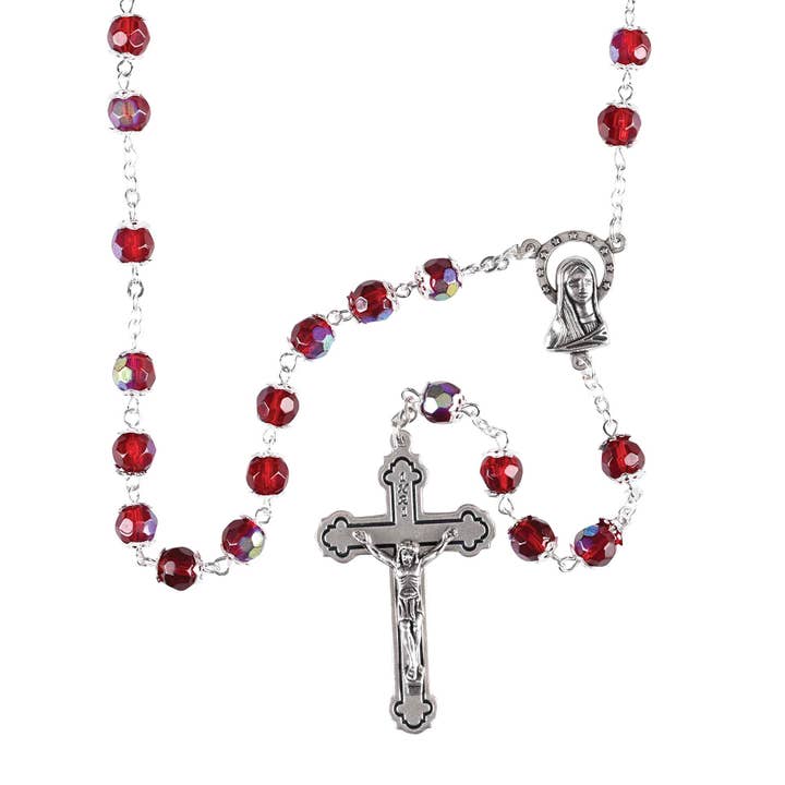 Rosenkranz Rote Aurora Borealis Perle 21L für den Großhandel von Dicksons