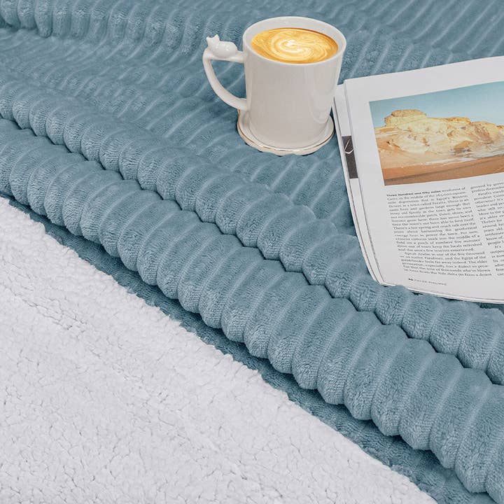 Pavilia - Wholesale Throw Blanket - Ribbed Sherpa Throw Blanket19