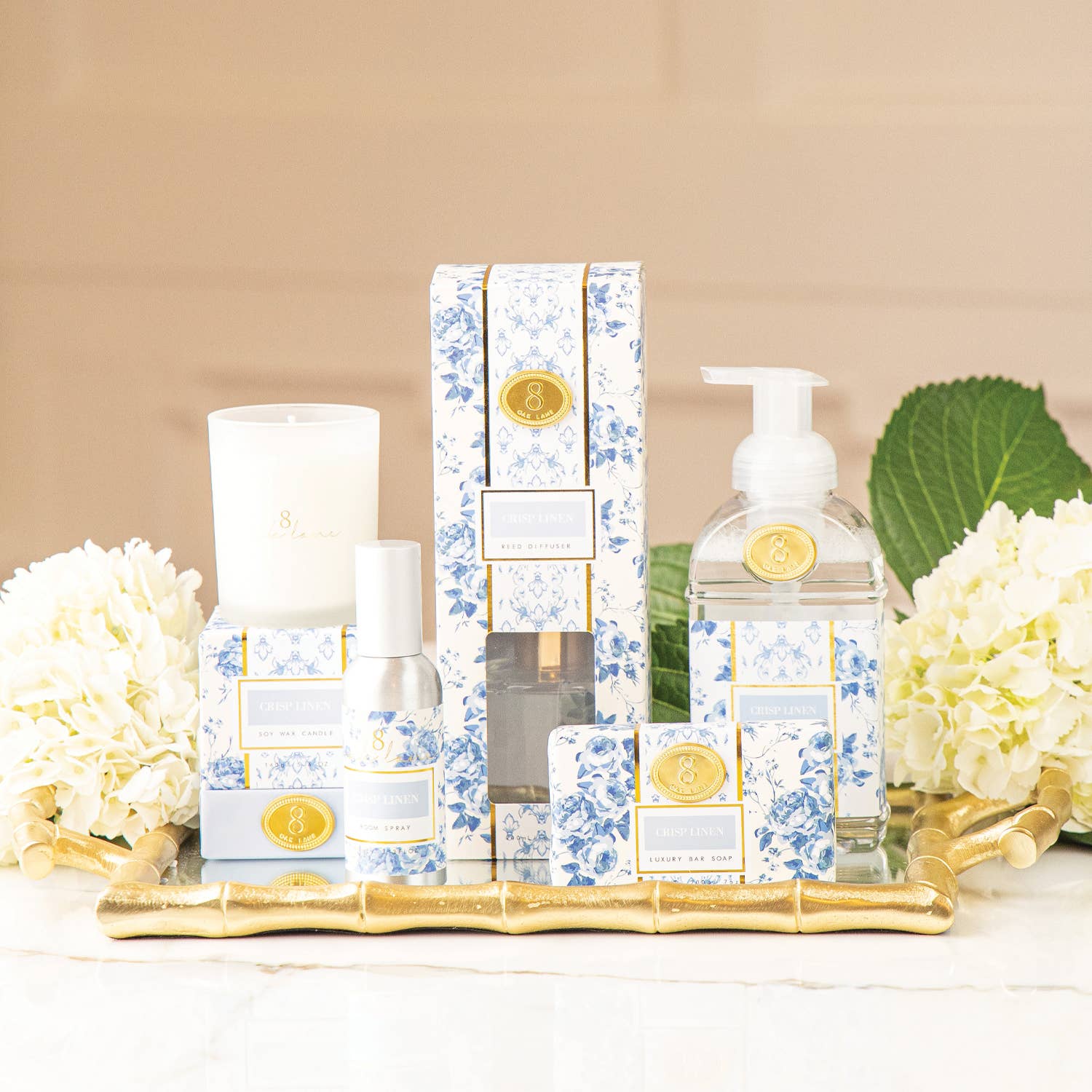 8 Oak Lane - Wholesale Jar/Filled Candle - Crisp Linen 5.6oz Soy Wax Candle3