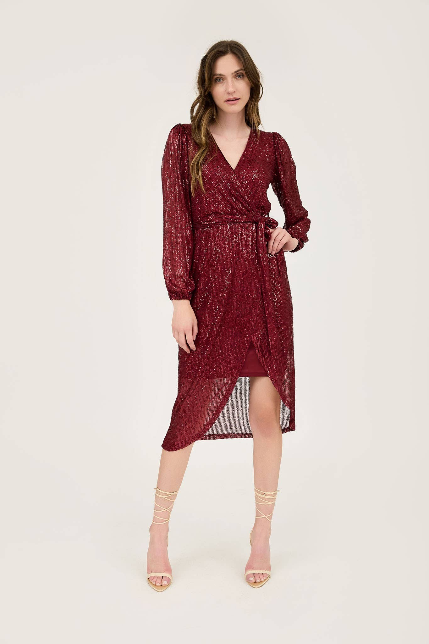 MINE - Vente Robe – femme - ROBE MIDI EN SURPLIS À SEQUINS12