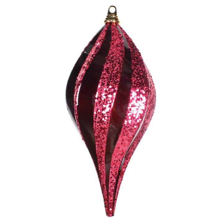 Vickerman 8'' Burgundy Glitter Swirl Drop Christmas Ornament for wholesale by Vickerman