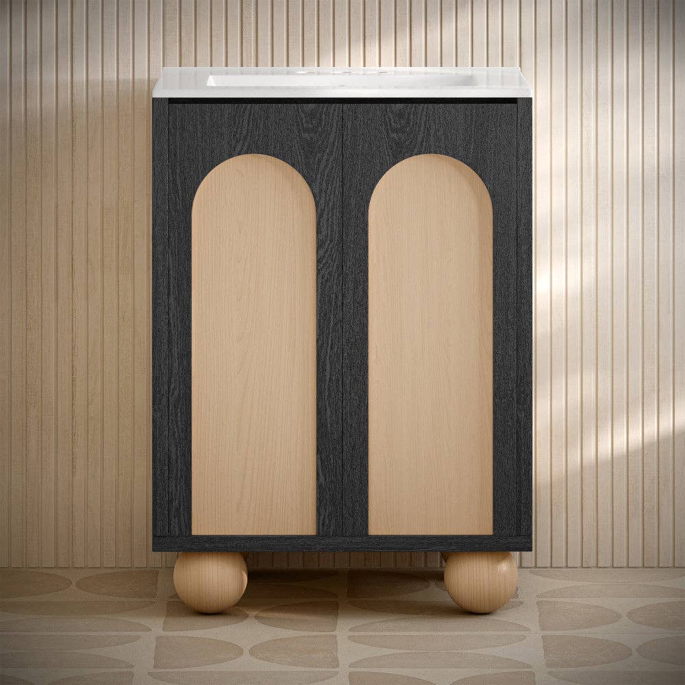 Plaisir II 24" Freestanding Bathroom Vanity in Black Oak with 3-Hole Centerset Sink Top and other Wholesale sink for your store trending on Faire.