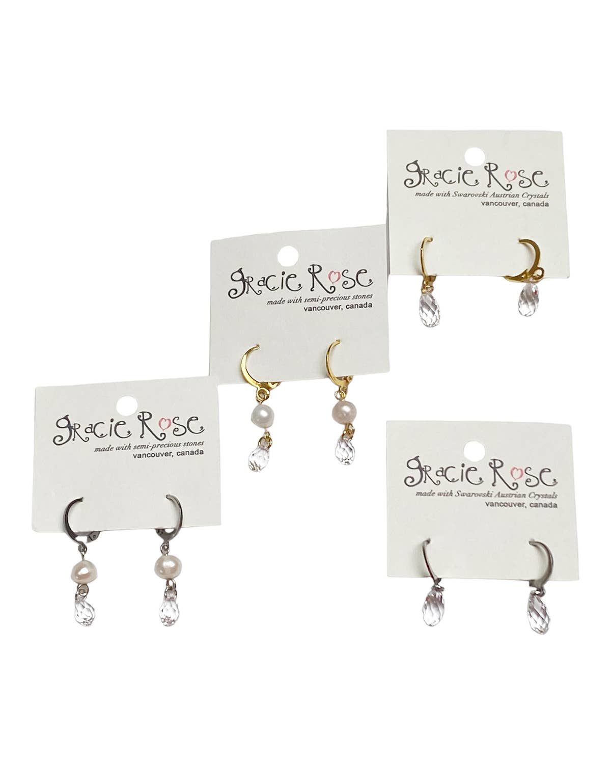 Gracie Rose Designs - Vente Boucles d'oreilles pendantes - Boucles d'oreilles Swarovski Minimalist Bride avec perles d'eau douce1