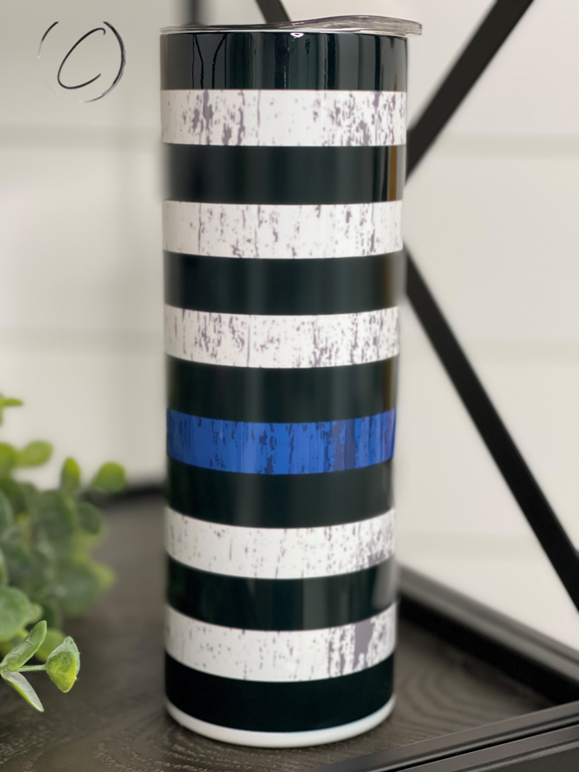 CMD Wholesale - Wholesale Insulated Mug/Tumbler - Thin Blue Line 20oz Skinny Tumbler3