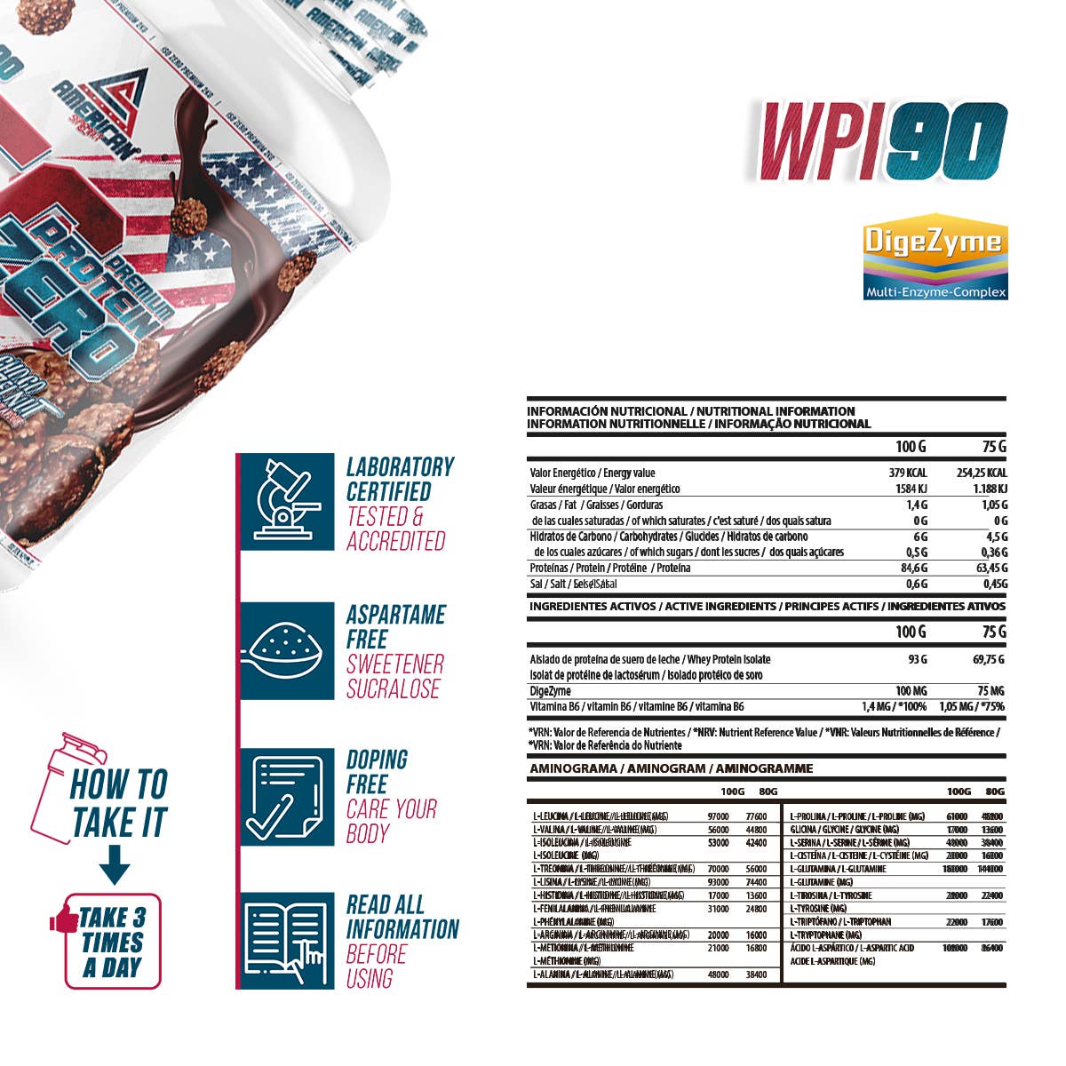 AMERICAN SUPLEMENT S.L. - Vendita all'ingrosso Proteine/superfood in polvere - American Suplemento | Premium IsoZero WPI90 2 kg/900gr14