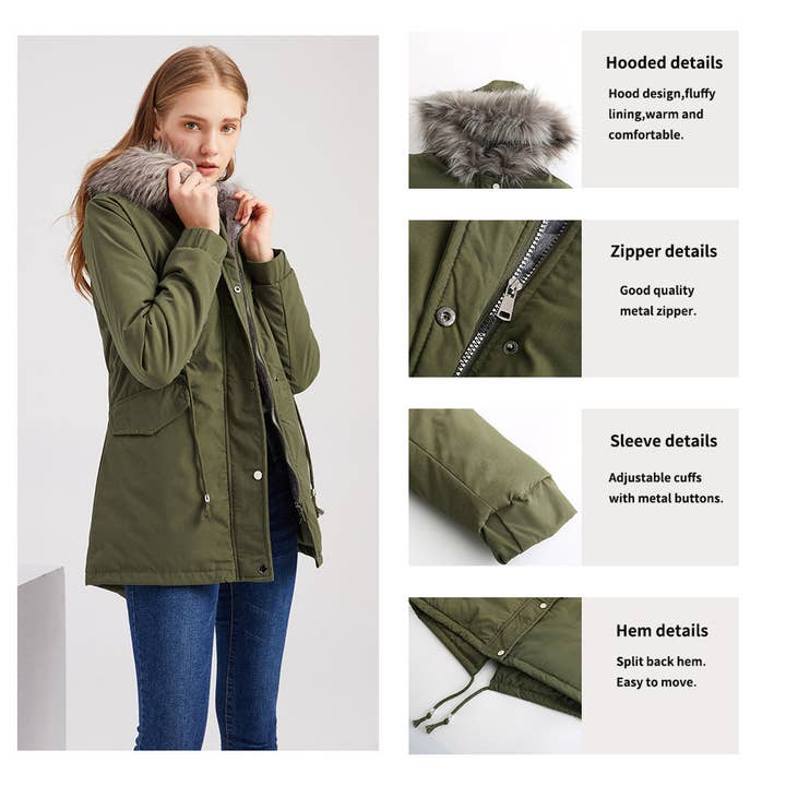 Marayn - Wholesale Coat - Women's - Warm Hooded MidLength Padded Parka Coat Winter 202550