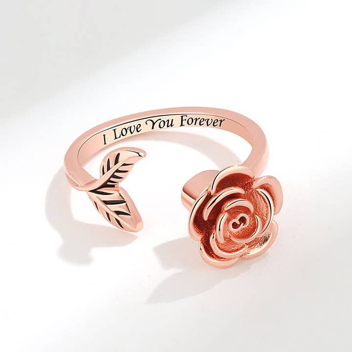 Perimade & Co. LLC - Wholesale Multi-Stone Ring - Rose Flower Anxiety Fidget Spinner Ring in Solid Copper2