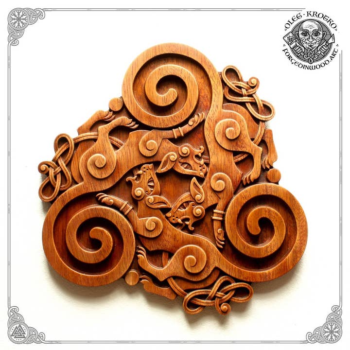 TRISQUEL DE CHAT - 2. Superbe œuvre d'art de nœud celtique. pour la vente par Forged In Wood