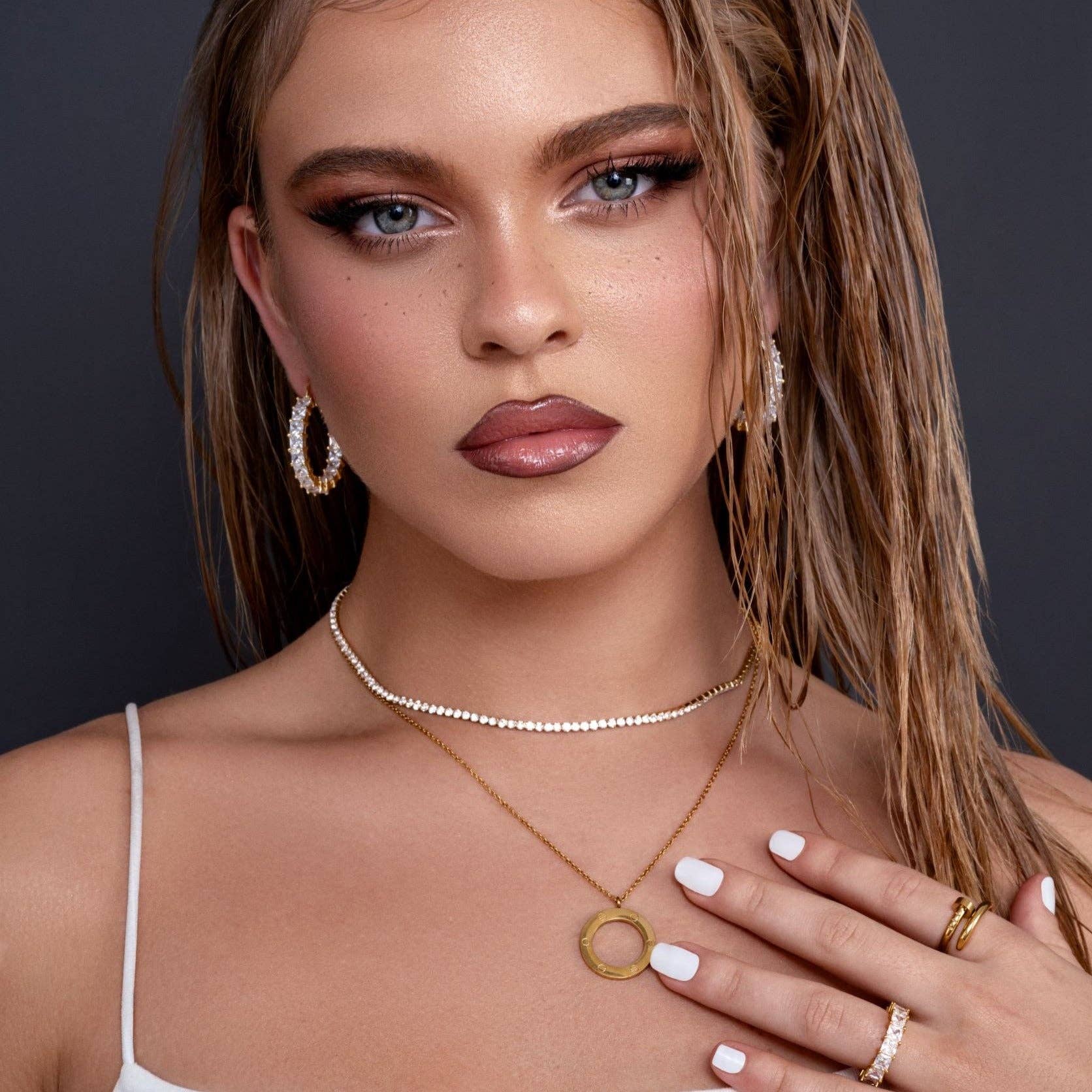 BLAIR - Wholesale Jewelry Set - CREOLE SET BLANC1