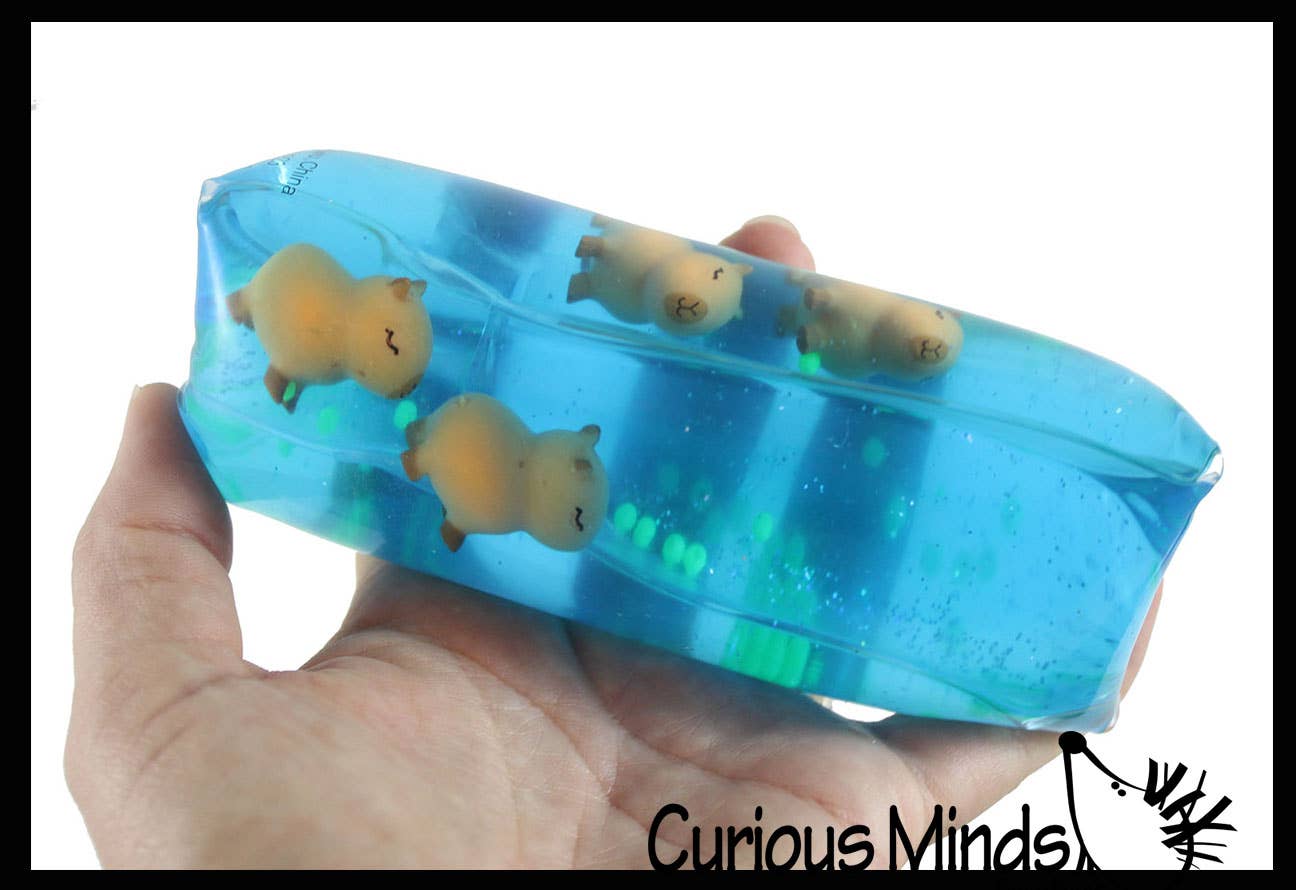 Curious Minds Toys - Vente Jouet mou – enfant et bébé - 1 jouet anti-stress en forme de serpent en tube rempli d'eau, un Capybara géant :3