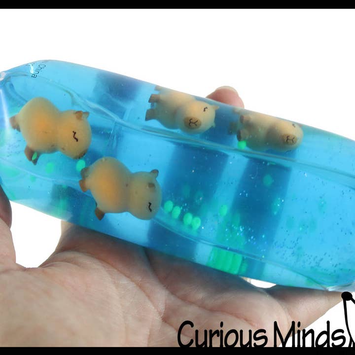 Curious Minds Toys - Vente Jouet mou – enfant et bébé - 1 jouet anti-stress en forme de serpent en tube rempli d'eau, un Capybara géant :3