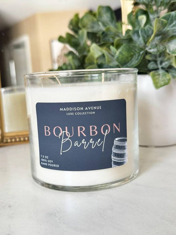 Bourbon Barrel Soy Candle | Hand-Poured Whiskey Scented Candle for wholesale by Maddison Avenue Candles Company