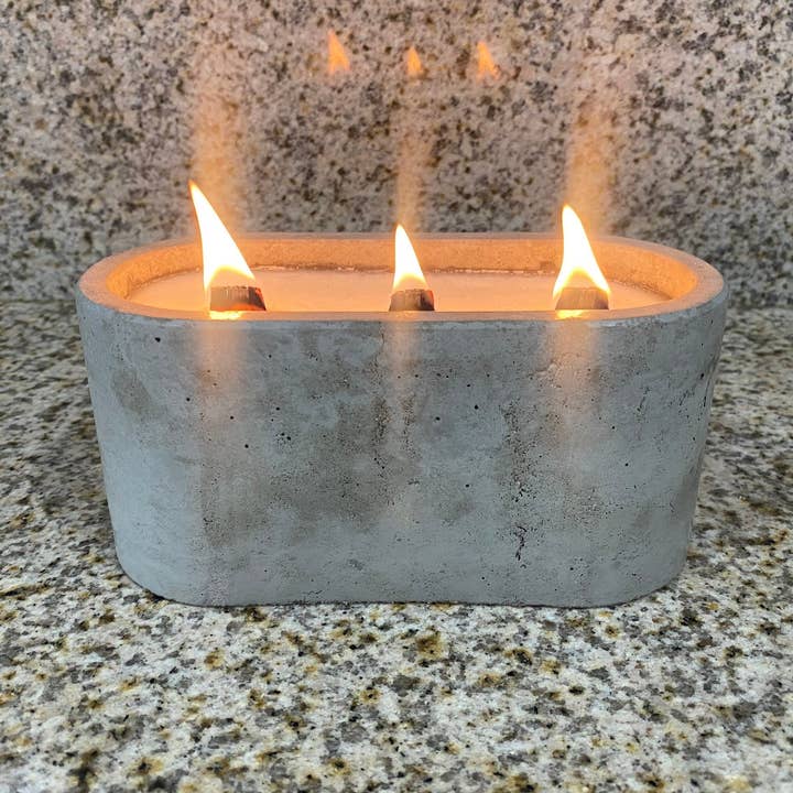 3 Wick Candle in Cement Vessel for wholesale by Me Soy Happy Candle Co & More