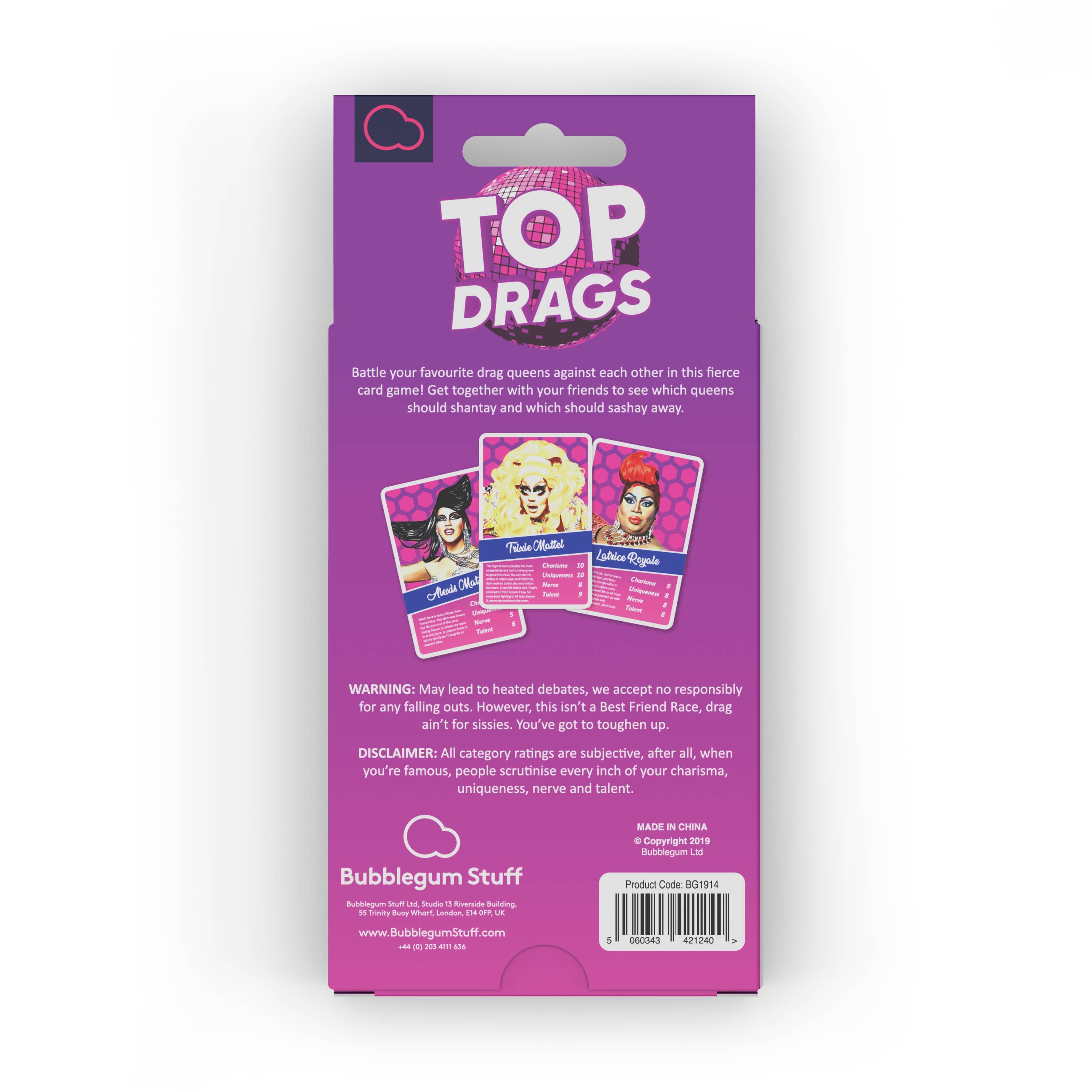 Bubblegum Stuff UK - Vente Jeux de cartes - Top Drags | Jeu de cartes à la Trumps | Cadeau de bas de Noël3