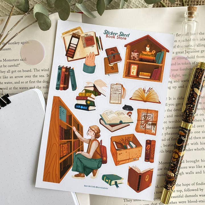 Foglio di Adesivi Decorativi per Libreria per la vendita all'ingrosso da parte di Split Moon Studios