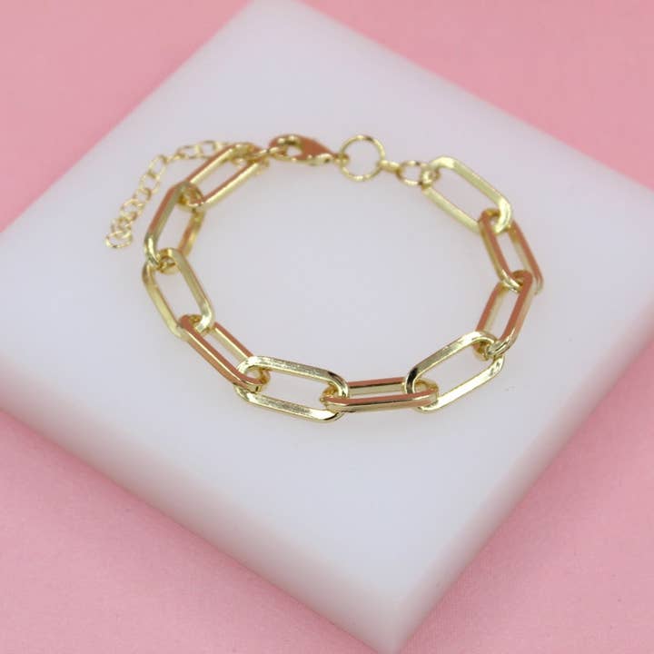 18K guld fylld 9mm Paper Clip Armband för wholesale av MIA Jewelry