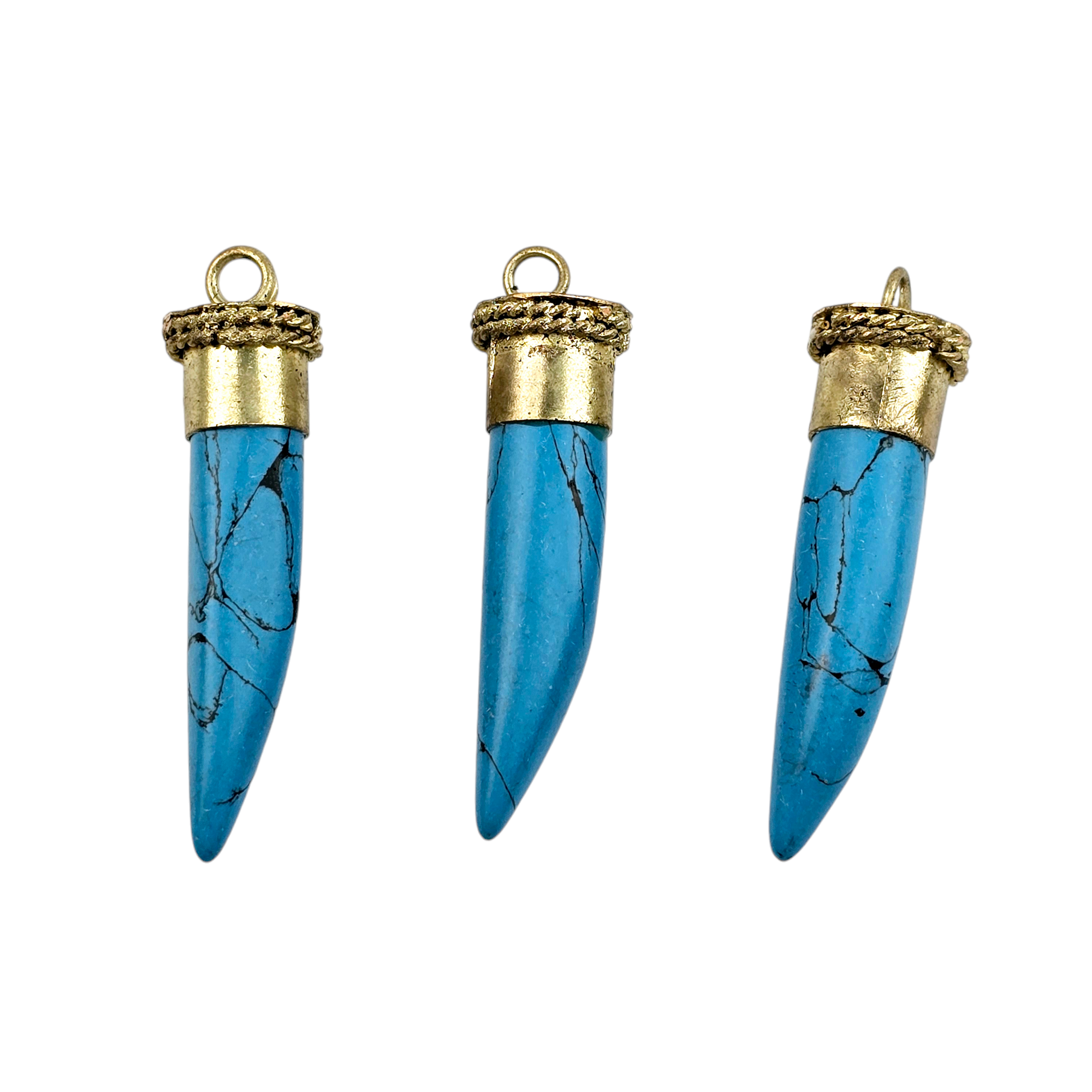 Jewelers Paradise - Wholesale Individual Charm/Pendant - Howlite Tibetan Horn Pendant You Choose Color and Finish0