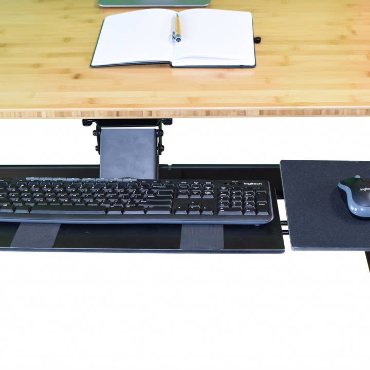 HomeRoots – Engroshandel Skrivebordsindretning – Sort Ergonomisk Under Skrivebord Træk Tastatur Bakke2