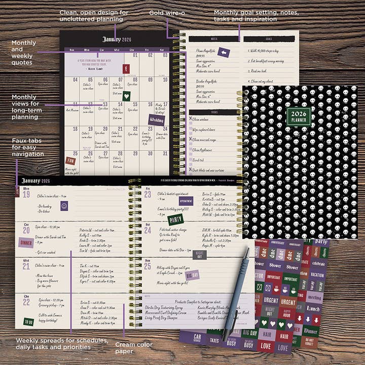 TF Publishing - Paper Goods - Wholesale Planner - 2026 Skulls & Spells Medium Weekly Monthly Planner1