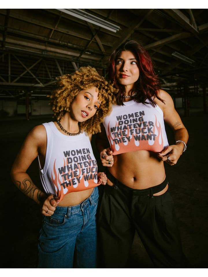 White Women Doing Whatever Flame Crop Tank for wholesale on Faire6
