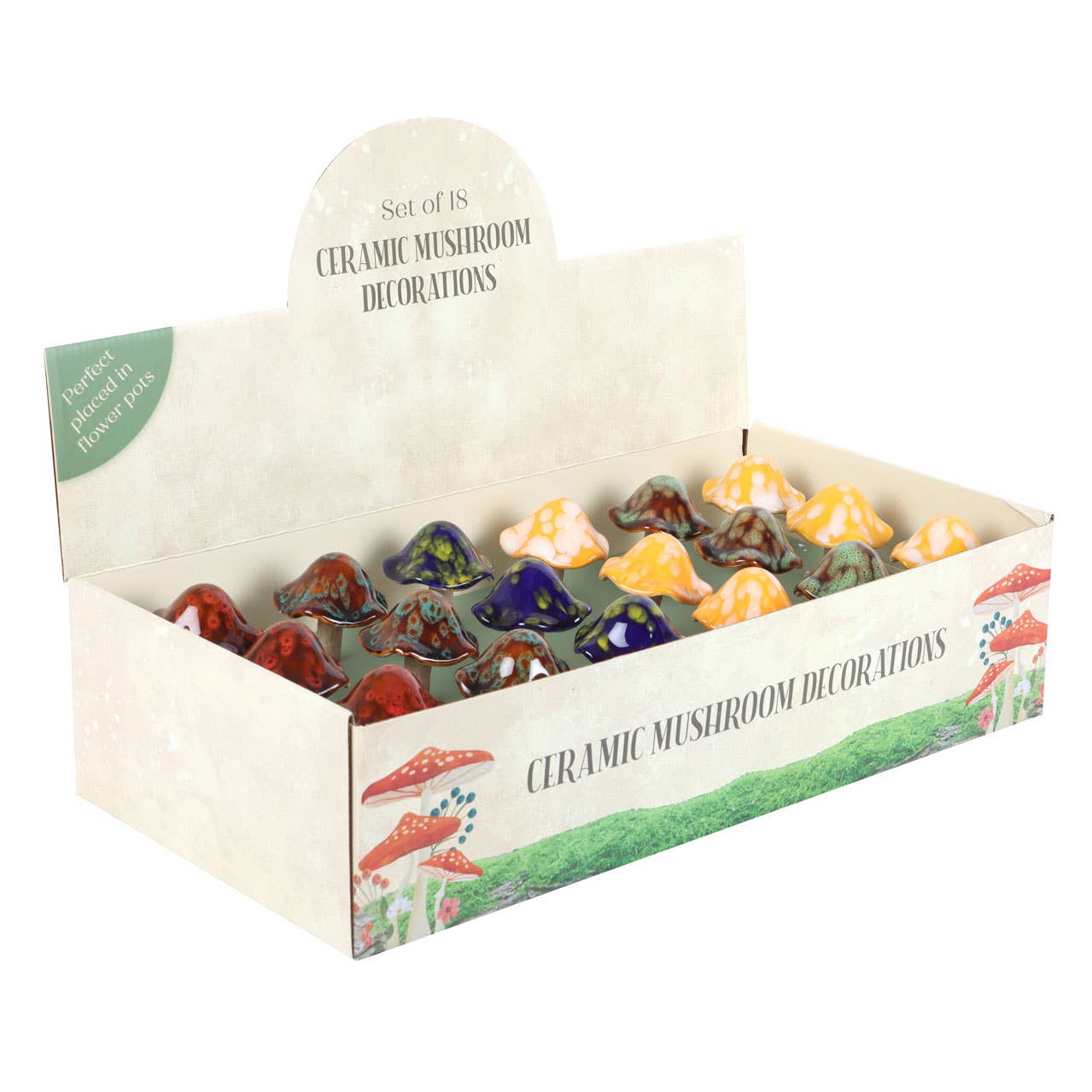 Something Different Wholesale - Wholesale Garden/Lawn Stake - Set of 18  Ceramic Mushroom Plant Pot Decorations in Display4