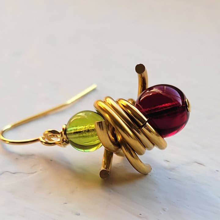 Gold & Colored Beaded "Red Sea" Earrings/ Coastal Jewelry for wholesale by Teahan K Jewelry