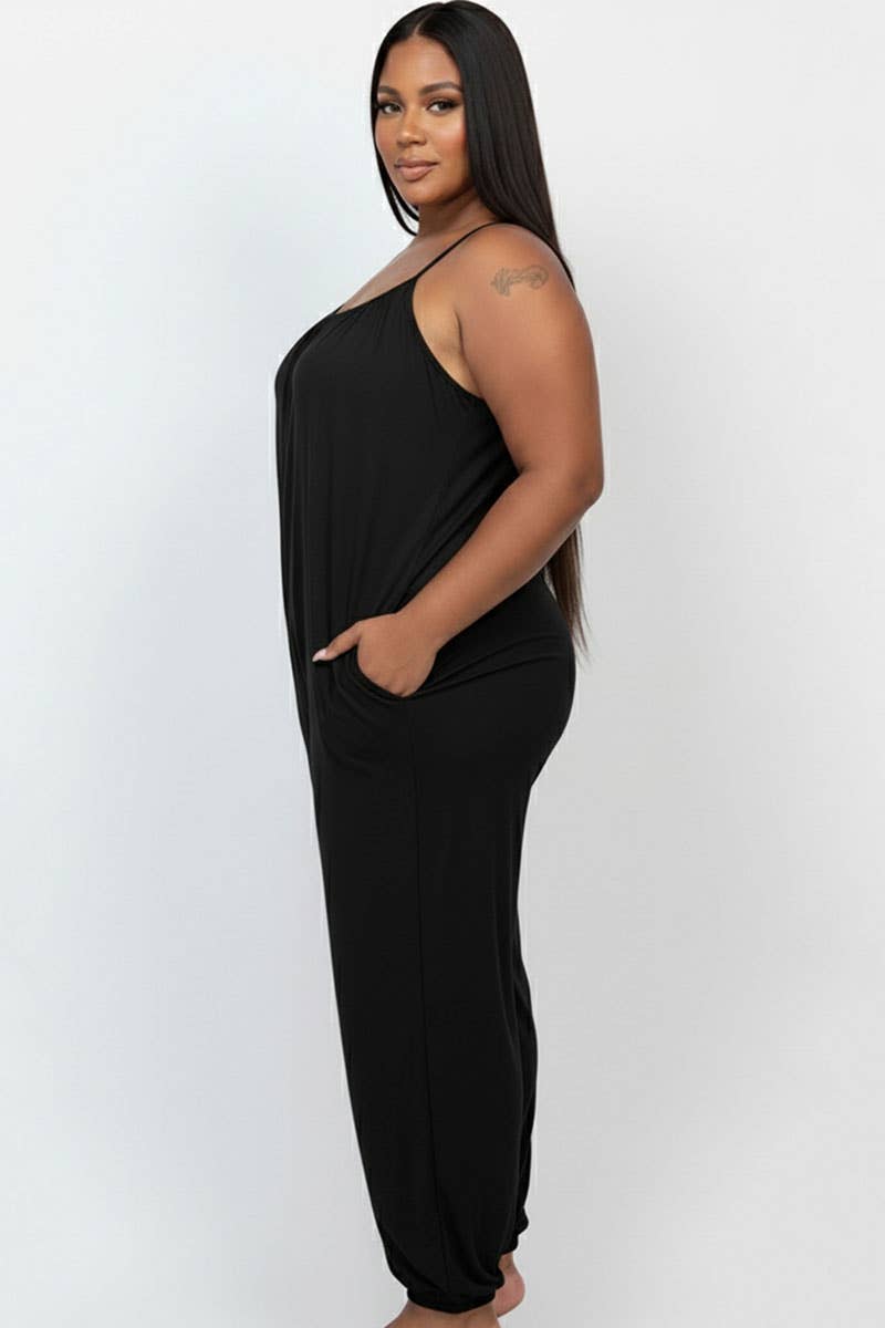 CAPELLA APPAREL - Wholesale Jumpsuit - Women's - Plus Size Sleeveless Jogger Jumpsuit1
