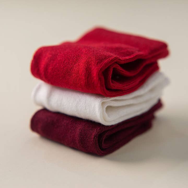 Channing - Non-Slip Baby Socks in Red, Ivory, Wine Colors for wholesale by squid socks