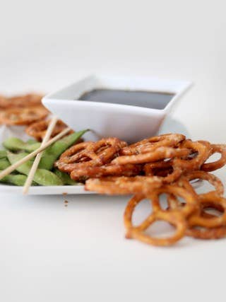 Wasabi Soy Pretzels/5.5 oz resealable for wholesale by Rhino Pretzels by the Gourmet Rhino