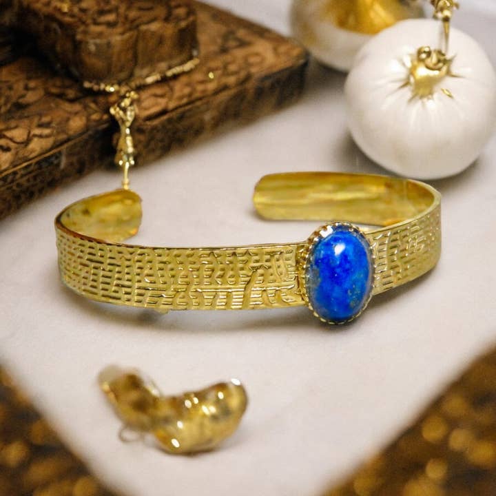 TOURMALYN - Wholesale Cuff Bracelet - “LILIANE” gold steel bracelet - adaptable with Lapis Lazuli13