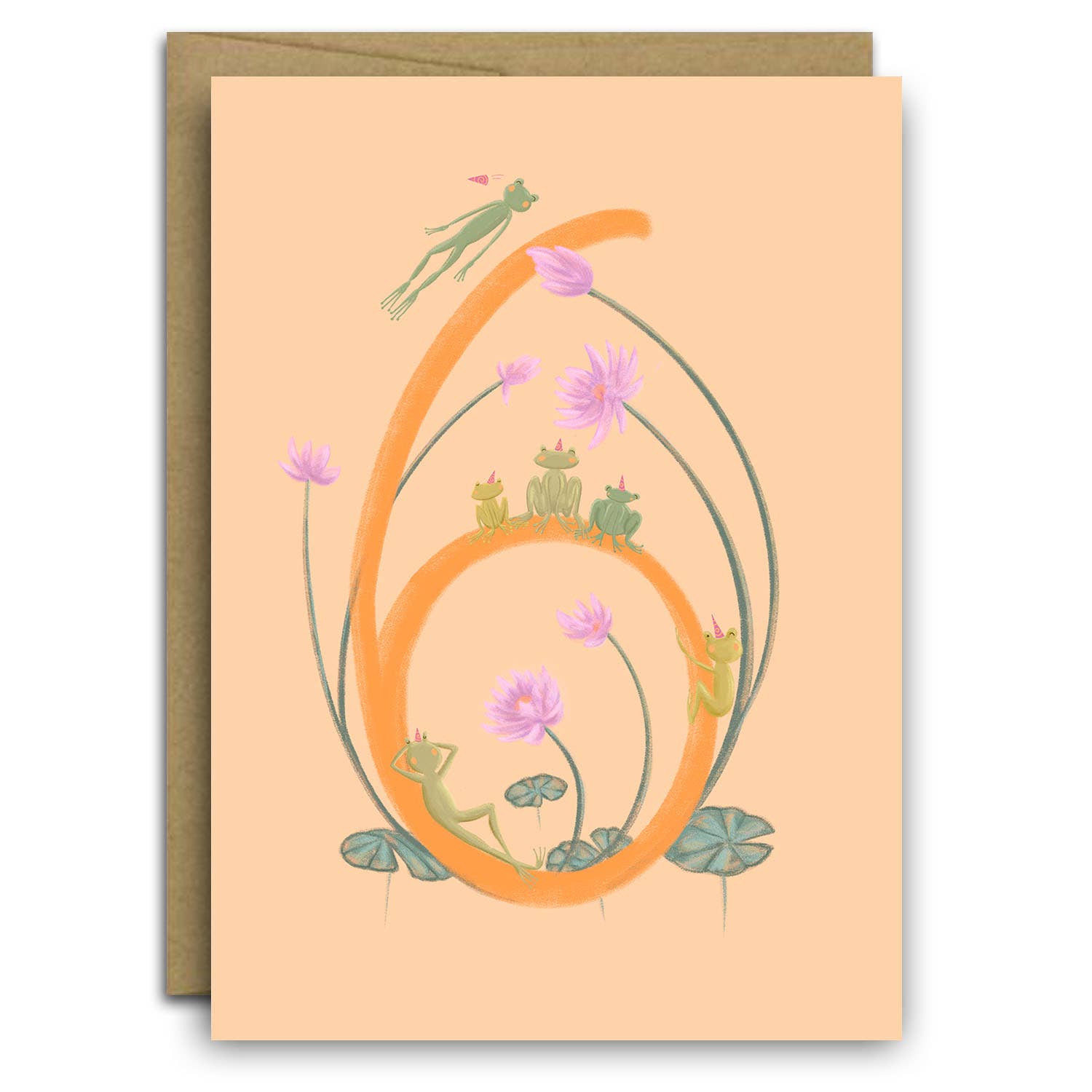 Fox & Crow Paper co. - Vendita all'ingrosso Biglietti di auguri - Biglietto di auguri per sei anni * rane* 6° compleanno0