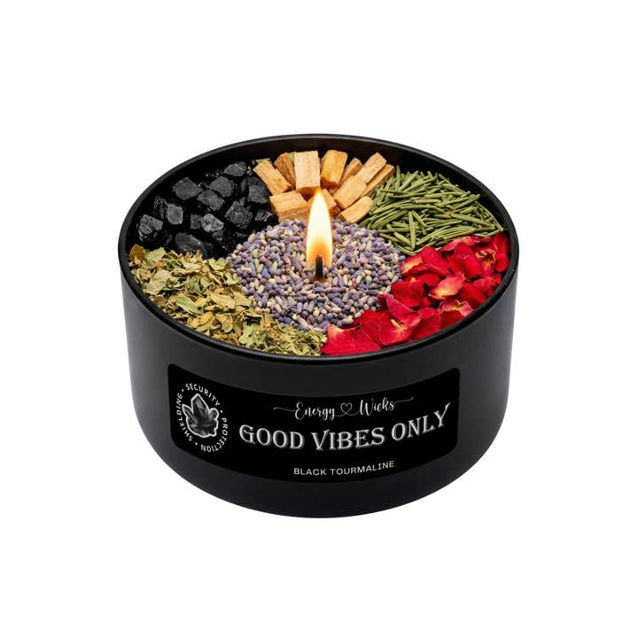 GOOD VIBES CRYSTAL INTENTION CANDLE for wholesale by Energy Wicks