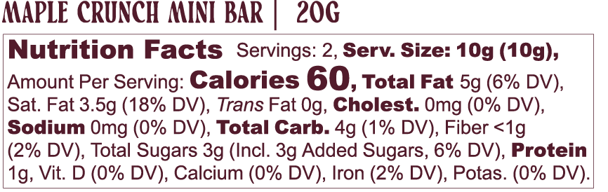 Vital Leaf - Wholesale Chocolate Bar - Cocoa Crunch Mylk Chocolate Mini Bar | Maca + Mucuna | 14-UNIT CASE2
